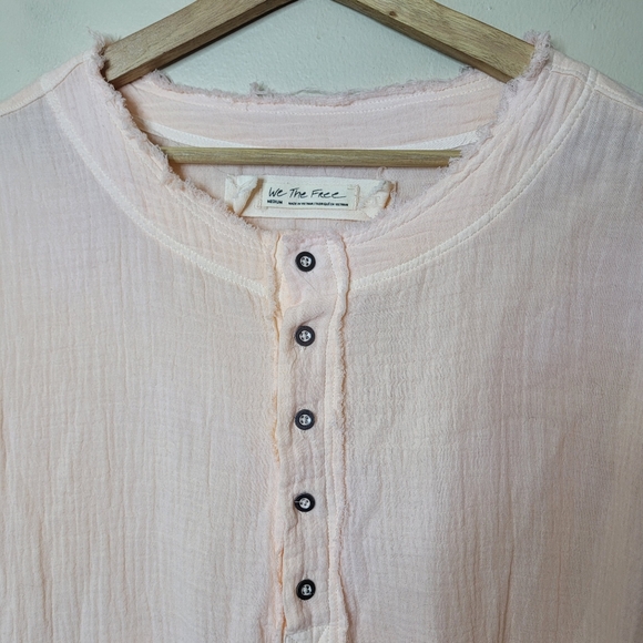 Free People Keeping It Cool Pullover Peach Beachy Oversized Gauzy Size M - Picture 5 of 10